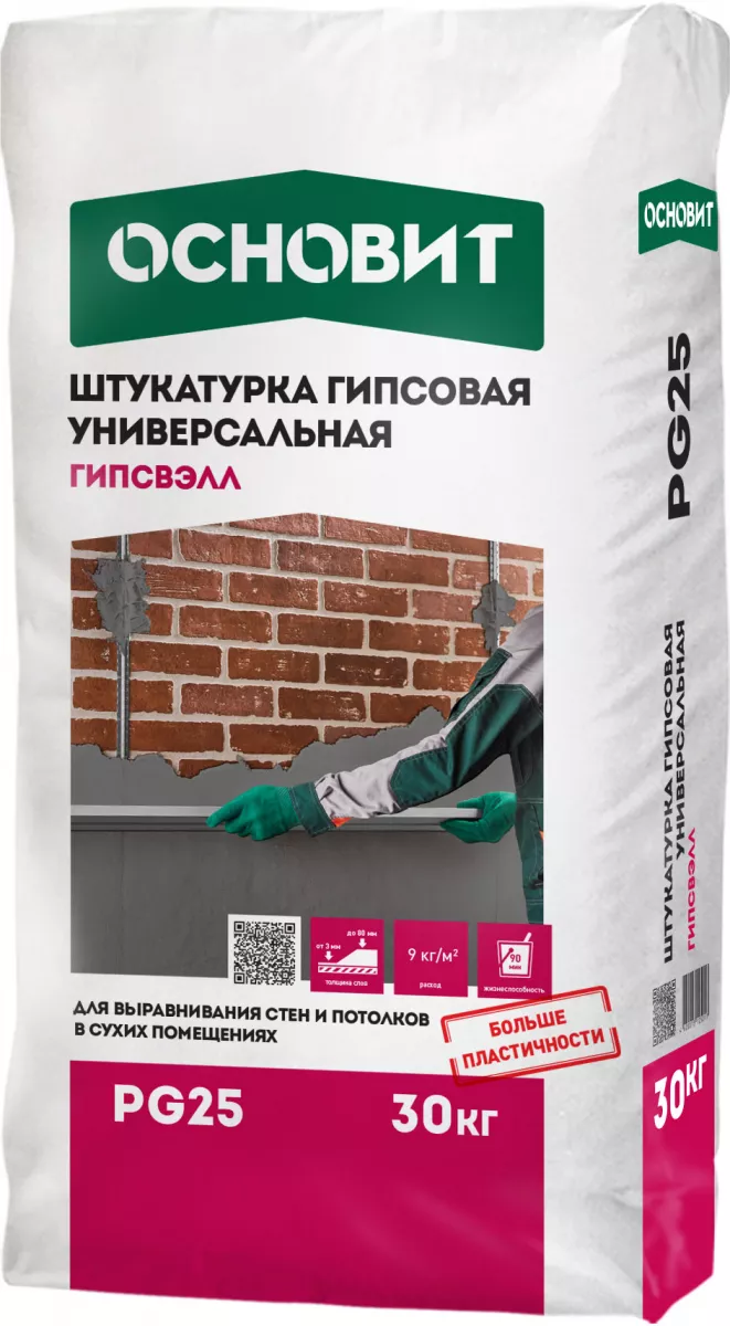 гипсвэлл pg25 штукатурка гипсовая универсальная серая